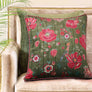 Wild Poppy Cushion Cover - Green
