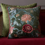 Eden Garden Embroidered Cushion Cover - Moss Green