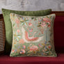 Eden Crane Embroidered Cushion Cover - Jade