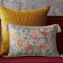 Eden Meadow Embroidered Cushion Cover - Grey Slim