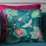 Padma Crane Cushion Cover - Aqua