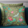 Padma Crane Cushion Cover - Green