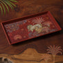 Pichwai Cow Enamel Tray - Maroon Slim