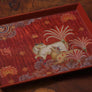 Pichwai Enamel Tray - Maroon Med