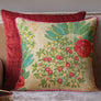 Pomegranate Palm Accent Embroidered Cushion Cvr - Cream