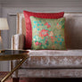 Pomegranate Garden Accent Embroidery Cushion Cvr - Green