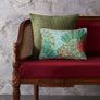 Pomegranate Palm Accent Embroidery Cushion Cvr - Blue Slim