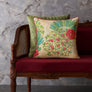 Pomegranate Palm Accent Embroidered Cushion Cvr - Cream