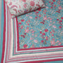 Charbagh Cotton Quilted Bedcover - Aqua