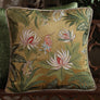 White Lotus Embroidered Cushion Cover - Gold