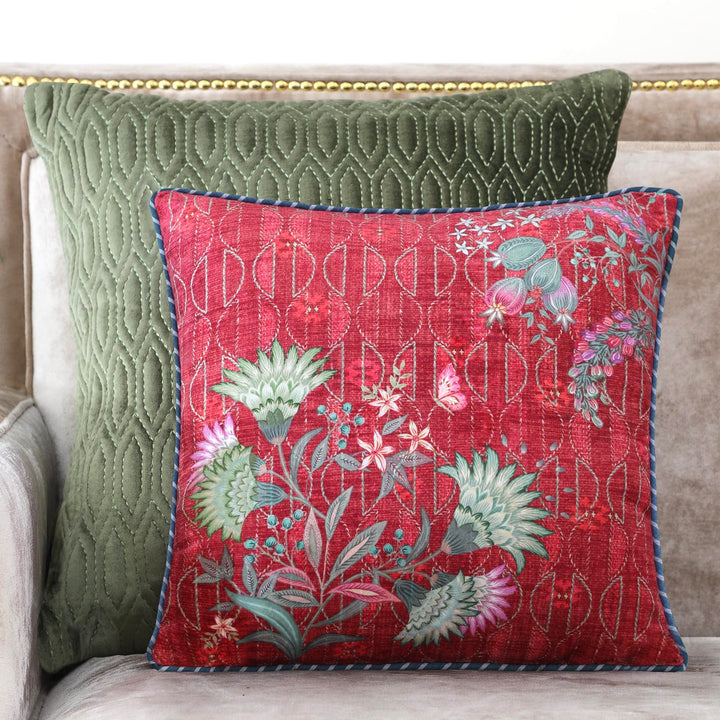 Himalayan Lotus Cushion Cover - Red