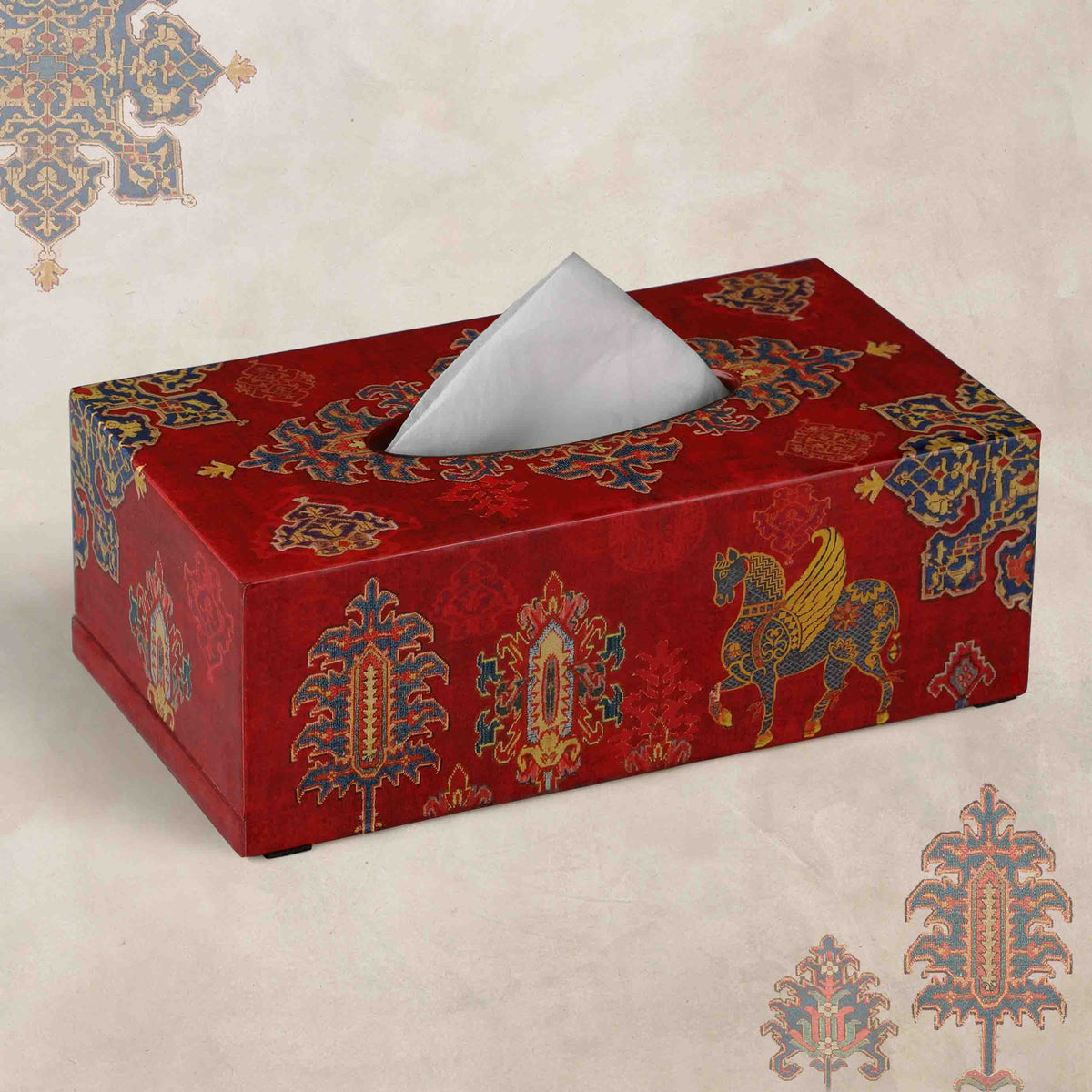 Buy Samarkand Tissue Box Holder Maroon At Kainaat Design
