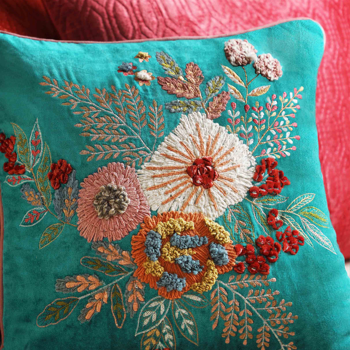 Buy Seher Embroidered Cushion Cover Aqua At Kainaat Design