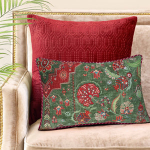 Suzani Kilim Cushion Cover - Green Slim