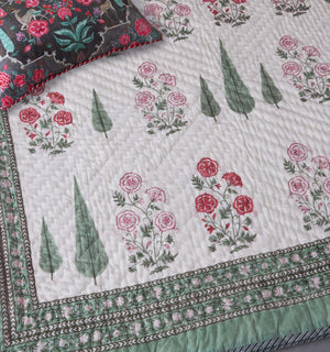 Aafreen Poppy Hand Quilted Muslin Quilt