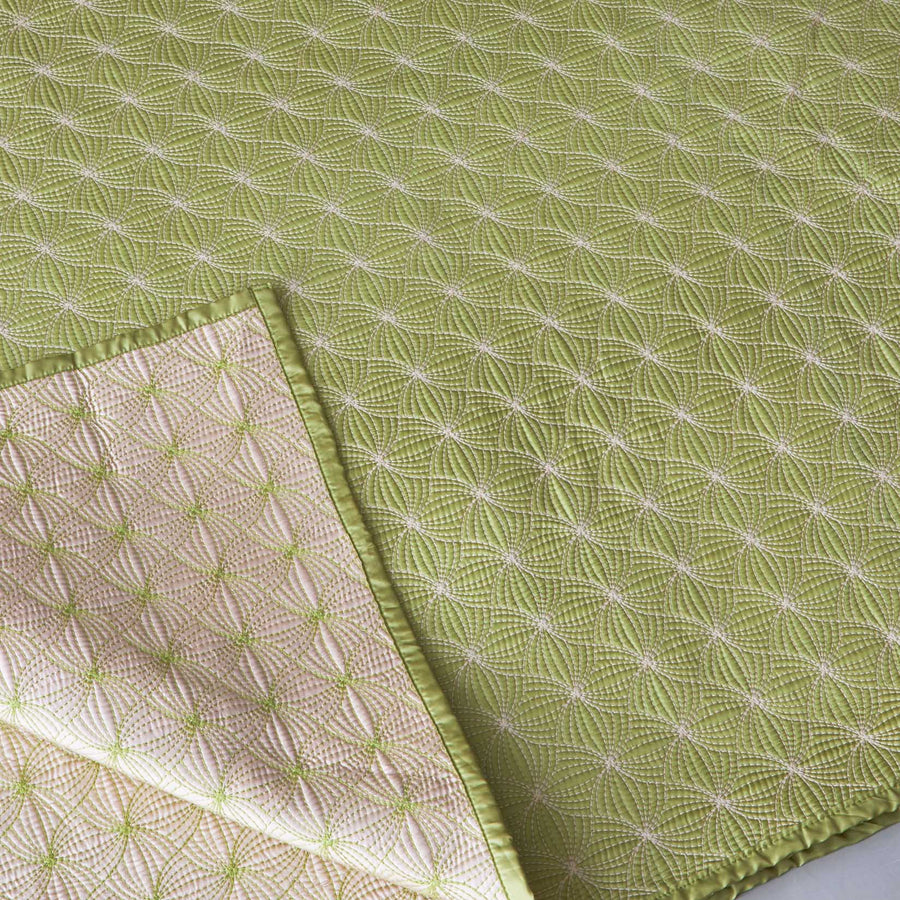 Bagh Quilted Reversible Bedcover Set Green