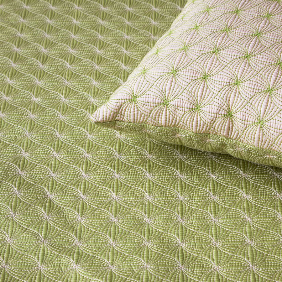 Bagh Quilted Reversible Bedcover Set Green