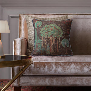 Banyan Tree Embellished Cushion Cover - Brown