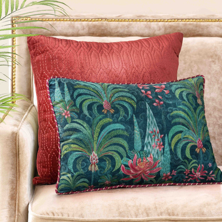 Coromandel Palm Forest Cushion Cover - Emerald Slim