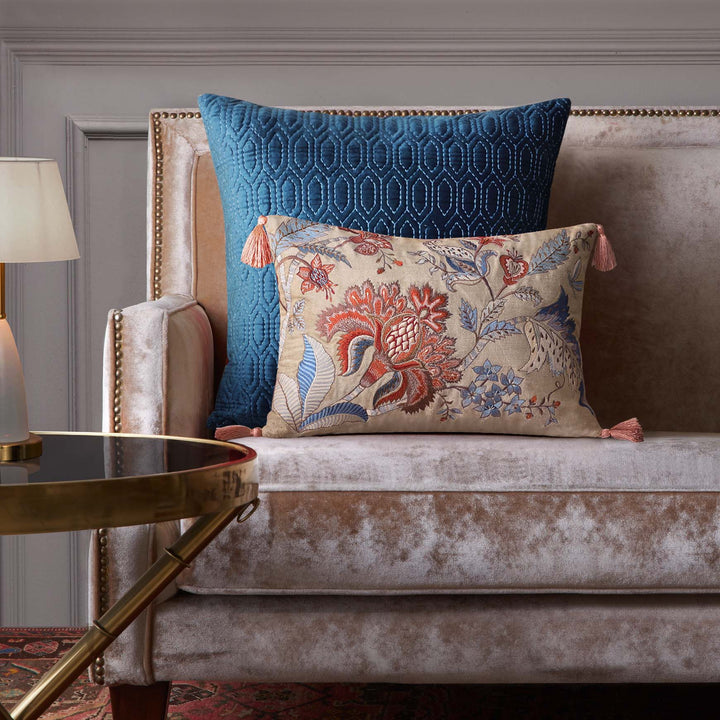 Eden Fleur Embroidered Cushion Cover -Beige Slim
