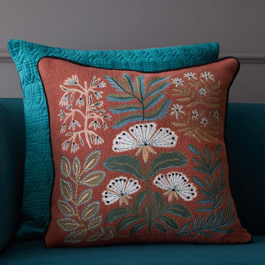 Eden Meadow Embroidered Cushion Cover