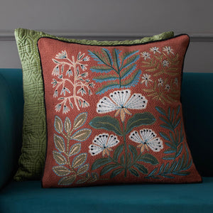 Eden Meadow Embroidered Cushion Cover