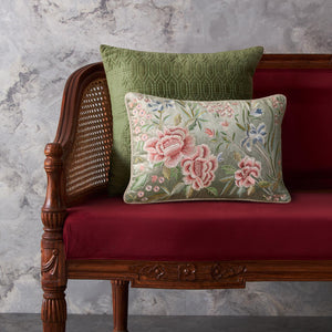 Eden Rose Embroidered Cushion Cover - Jade Slim