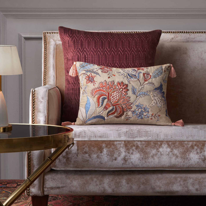 Eden Fleur Embroidered Cushion Cover -Beige Slim