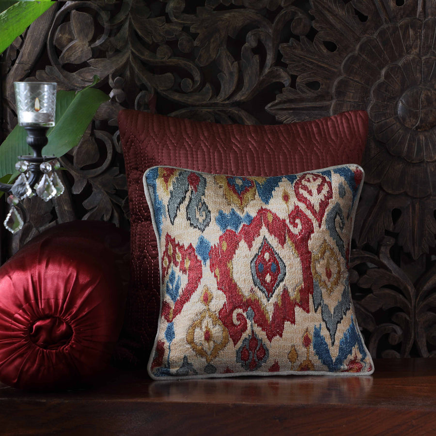 Eternal Ikat Embellished Cushion Cover - Blue