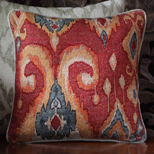 Eternal Ikat Embellished Cushion Cover - Rust