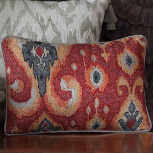 Eternal Ikat Embellished Cushion Cover - Rust Slim