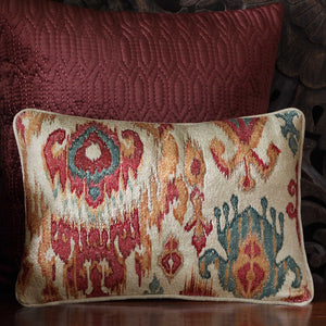Flame Ikat Embellished Cushion Cover - Gold Slim