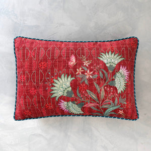 Himalayan Lotus Cushion Cover - Red Slim