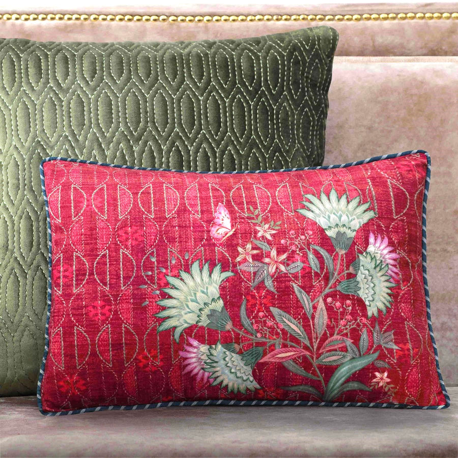 Himalayan Lotus Cushion Cover - Red Slim