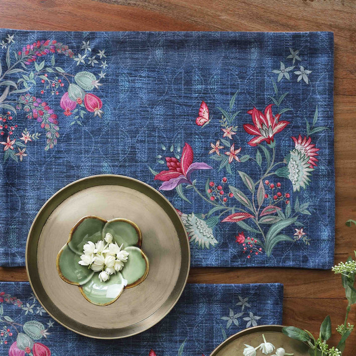 Wild Flower Table Mat - Blue