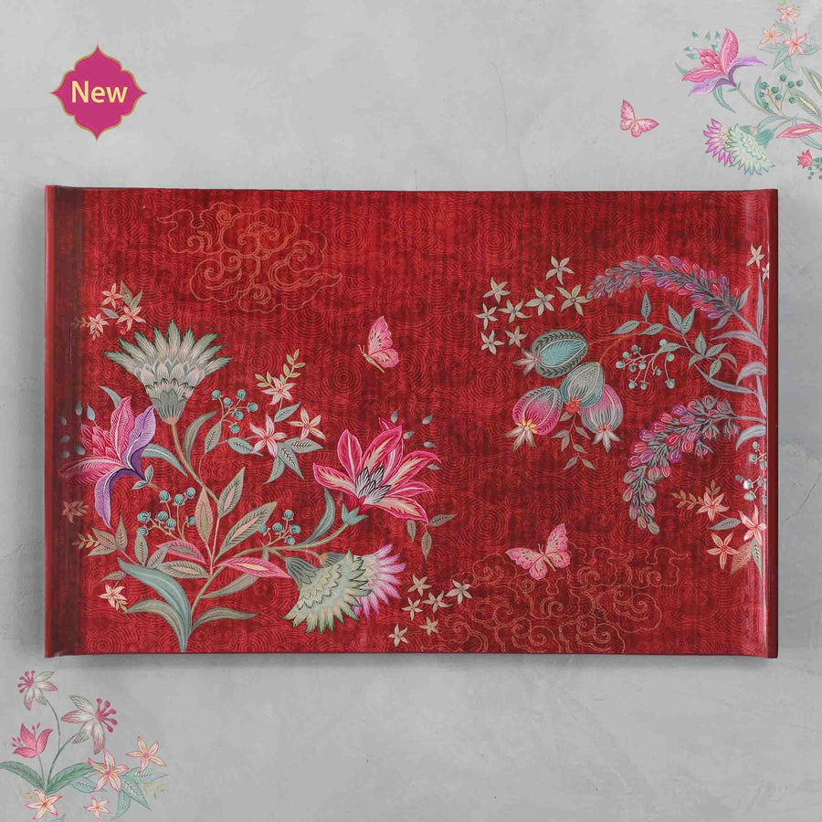 Wild Flower Curved Tray - Red