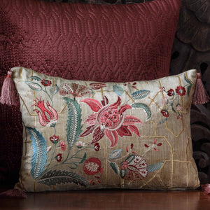 Imperial Suzani Embroidered Cushion Cover - Beige Slim