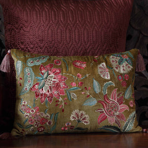 Imperial Suzani Embroidered Cushion Cover - Gold Slim
