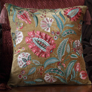 Imperial Suzani Embroidered Cushion Cover - Gold