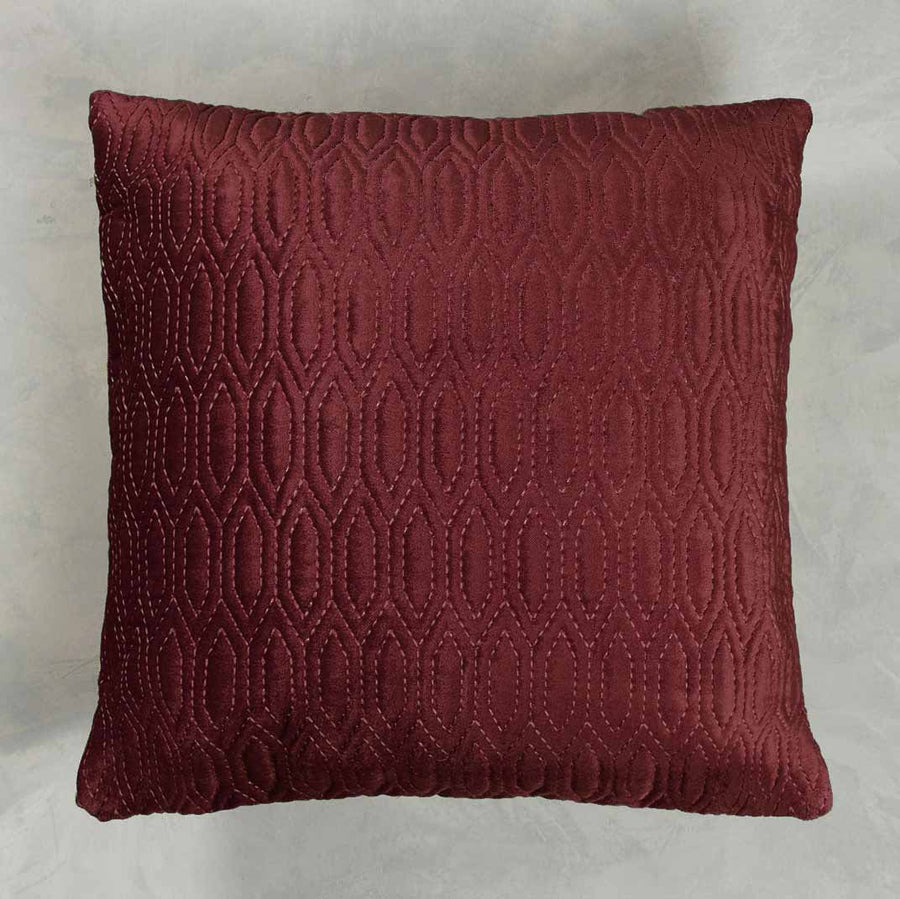 Jaal Embroidered Cushion Cover - Burgundy