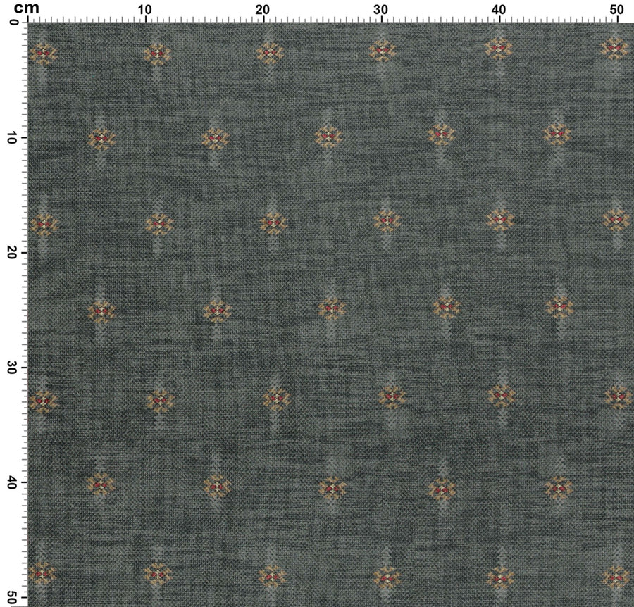 Kilim Star Fabric - Charcoal