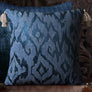 Mirage Ikat Hand Embroidered Cushion Cover - Blue