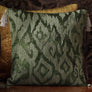 Mirage Ikat Hand Embroidered Cushion Cover - Green