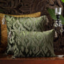 Mirage Ikat Hand Embroidered Cushion Cover - Green Slim