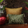 Mirage Ikat Hand Embroidered Cushion Cover - Green Slim