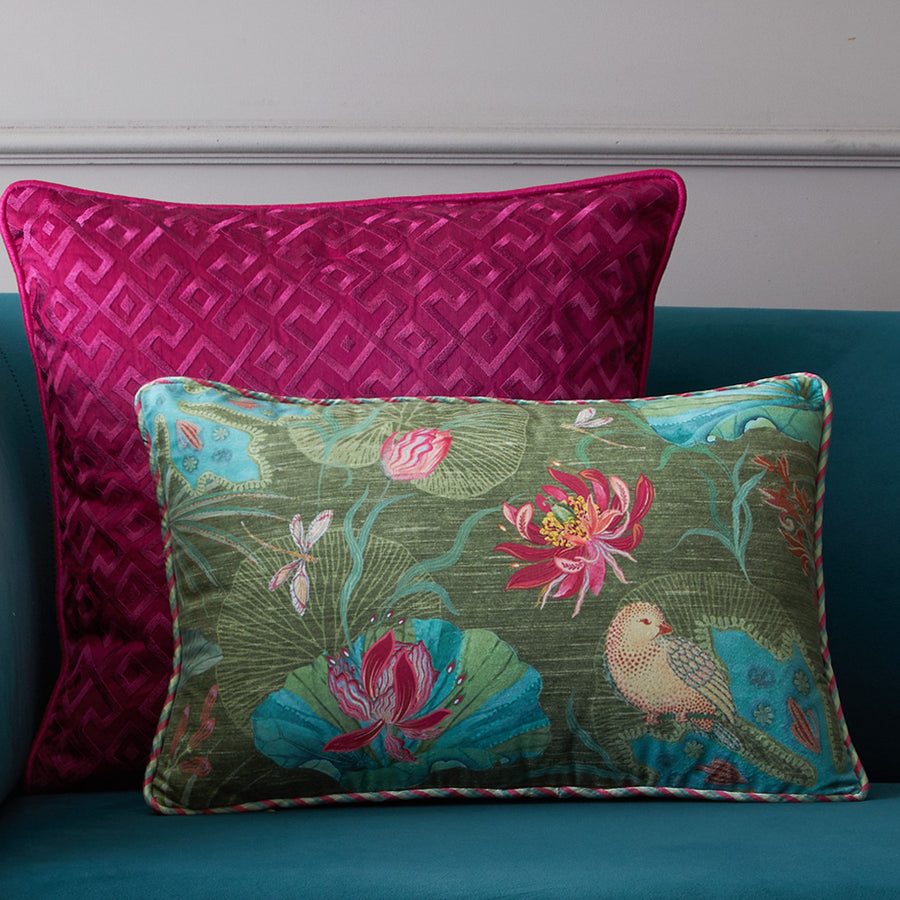 Padma Lotus Cushion Cover - Green Slim