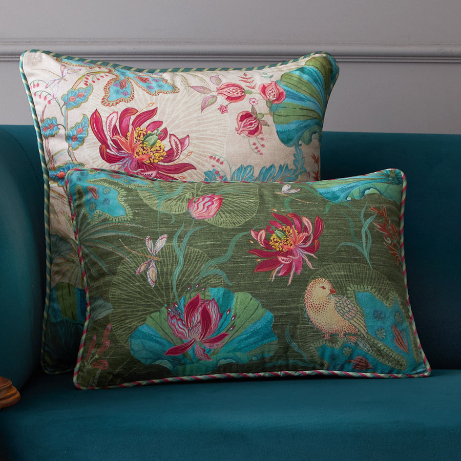 Padma Lotus Cushion Cover - Green Slim