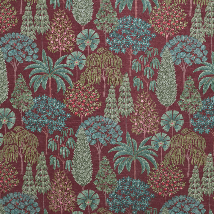 Pichwai Forest Fabric - Ruby