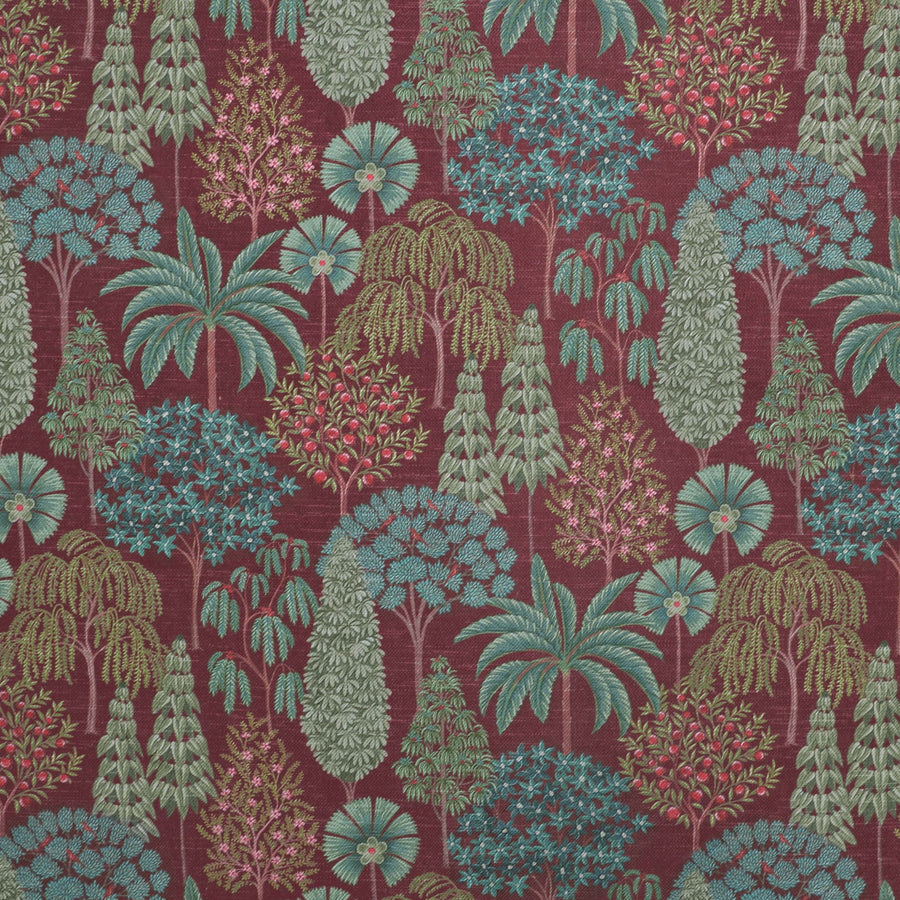 Pichwai Forest Fabric - Ruby