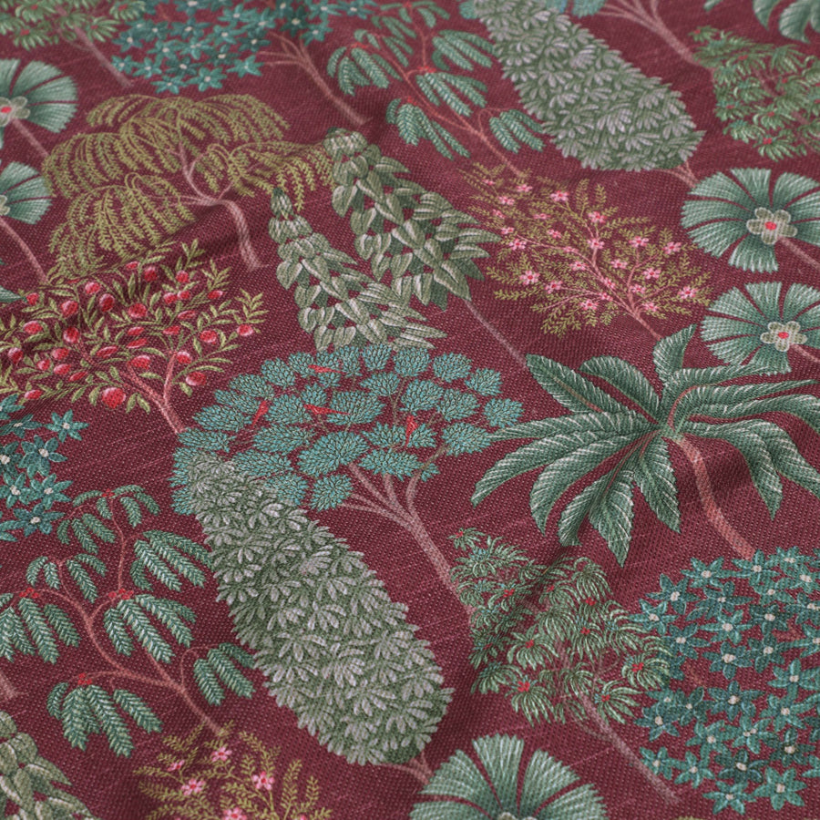 Pichwai Forest Fabric - Ruby